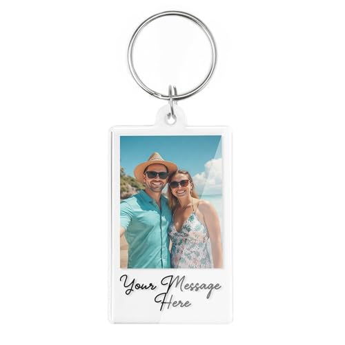 A1 Graphics Ltd Personalised Photo Keyring Clear Custom Message Keychain Gift for Boyfriend Girlfriend Mum Dad Anniversary Birthday Wedding Christmas Valentines Day Keepsake