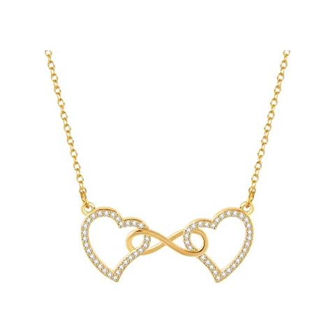 18K Gold Plated Necklaces for Women | BEZBI Heart Infinity Pendant Necklace for Girlfriend Lovers Soulmate | Love Necklace Cable Chain Jewelry Gift for Women | Yellow Gold Tone Finish Cover