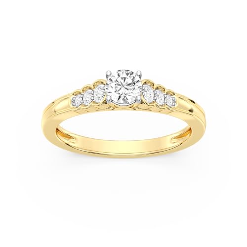 GILDED 1/2 ct. T.W. Lab Diamond (SI1-SI2 Clarity, F-G Color) and 14K Gold Plating Over Sterling Silver Engagement Ring