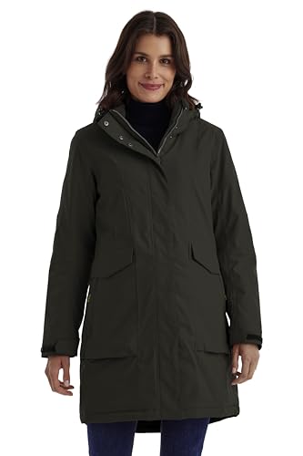 killtec Damen Parka/Mantel wasserdicht mit abzippbarer Kapuze Damen Funktionsparka, dunkeloliv, 44, 43284-000