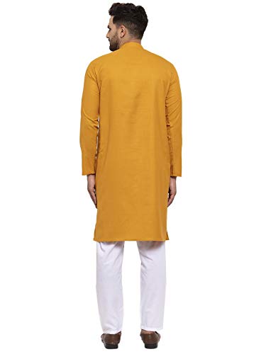 Image of Jompers Men's Cotton Kurta Payjama Set. (Yellow,L)