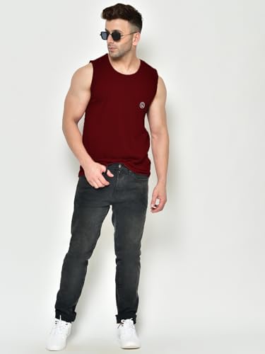 Image of CHKOKKO Tank Tops Sleeveless T-Shirt for Men Gym Wear Vest Solid Stylish Round Neck Running Sando for Sports Workout Fitness & Casual or Beach Wear