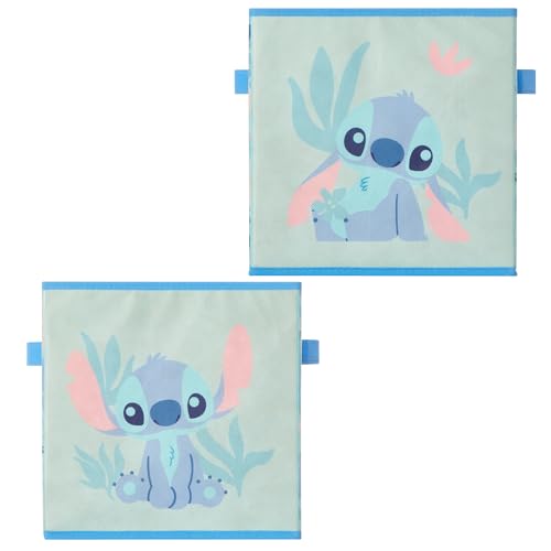Image of Stitch Storage Cubes Set of 2 Durable Fabric Bins with Handles, 10"x10"x10" Collapsible Cube Organizers