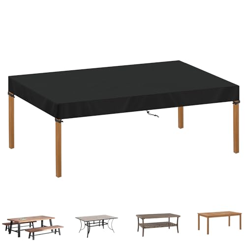 SIMPHAUS Abdeckplane Gartentisch 200x90x15cm Abdeckhaube Gartentisch Abdeckhaube für Tischplatte Abdeckung Outdoor Wetterfest Tischabdeckung Wasserdicht Winddicht UV-Beständiges 420D Oxford Gewebe