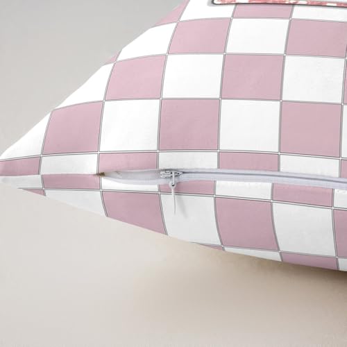Image of Erosebridal Pink Initial N Throw Pillow Covers 18x18 Set of 2 Kawaii Plaid Checkered Cushion Cover Cute Personalized Monogram Throw Pillow Case for Bed Couch Sofa Fashion Grids Gingham Home Decor
