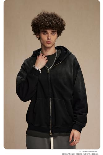 Mens Acid Wash Hoodies Oversized Unisex Heavyweight Hoodie Vintage Sweatshirt Men Women Streetwear2