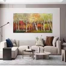 Tableau forêt de bouleaux bohème pour salon chaleureux 40x80cm