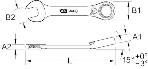 KS Tools 503.4640 GEAR+ Klucz plasko-oczkowy z grzechotka, ekstra krótki, 17mm