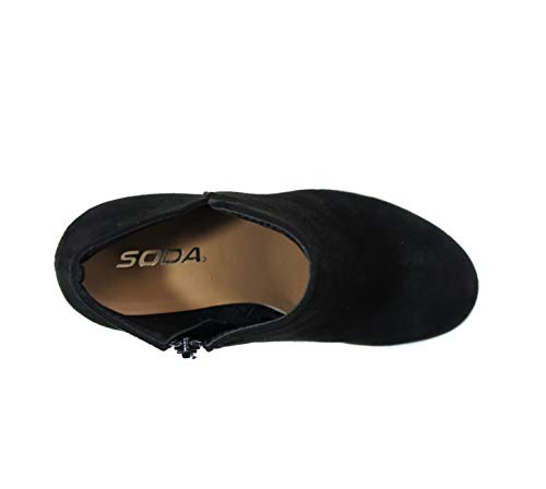Soda Ability - Mid Ankle Bootie W/Split Shaft And Zipper Stacked Wedge Heel (7.5, Black) #TOP2