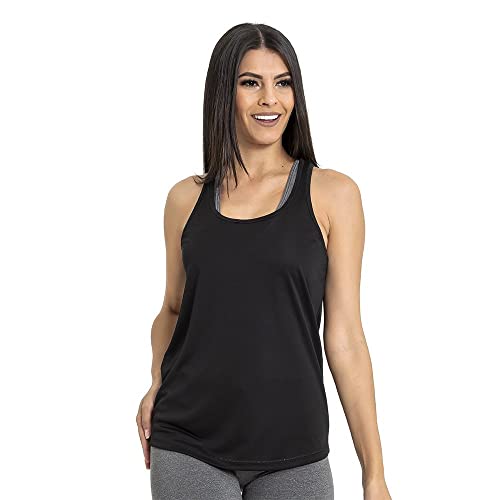 Kit 3 Regatas Microfibra Feminina Básica e Proteção UV - Preto/Branco/Cinza/M