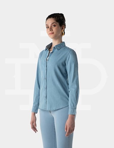 Image of INKD Women's Full Sleeve Casual Denim Shirt - 100% Cotton | Front Button Detailing | Regular Fit