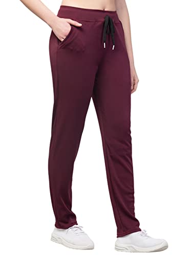 Image of BLUECON Women's Plain Solid Regular Fit Straight Leg Open Bottom Polyester Track Pant /Plazo Pant with Brand Logo