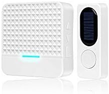 Wireless Doorbell with LED night light, Solar Door Bell Ring Waterproof Chime Kit No Batteries Required Remote Panel Push Button Transmitter Plug-in Receiver