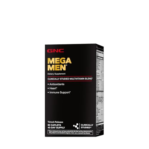 GNC Mega Men Multivitamin Caplets, Clinically Proven to Feel Better, Immune Support, Energy Support, Antioxidants, B Vitamins, Vitamin D-3, Timed Release, 90 Count, 45 Day Supply