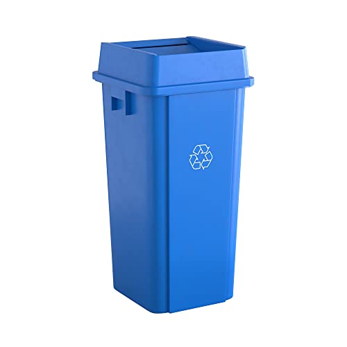 23 Gallon Blue Square Commercial Trash Can with Lid