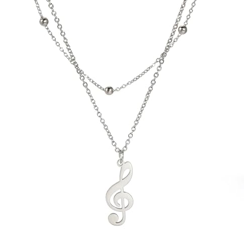 EUEAVAN Nota Musical Colgante Collar Banda Sonora Acero