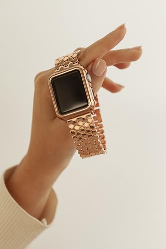 Image of My Pretty Strap - Compatible Apple Watch Band Strap, Stainless Steel Fashion iWatch Replacement Strap- Easy Resizing, No Tool Needed, Fits Most Wrists- Series 1-11, SE and Ultra