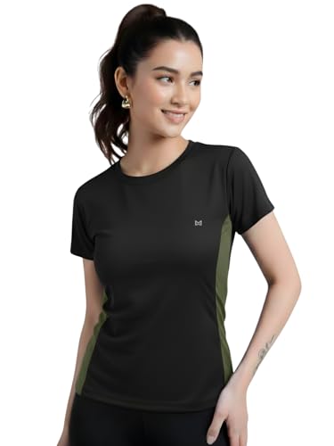 Image of White Moon Gym Tshirt for Women Workout Dry Fit t Shirt Sports Tshirt | Gym Tops for Woman | Lightweight Round Neck Breathable Half Sleeve Activewear Running Yoga Tops for Woman