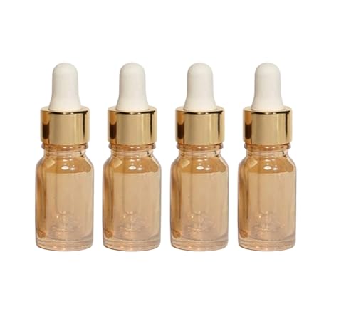 Image of Indiana 4 Pcs Transparent Glass Bottle With Golden Glass Dropper 15ml - Pack Of 4