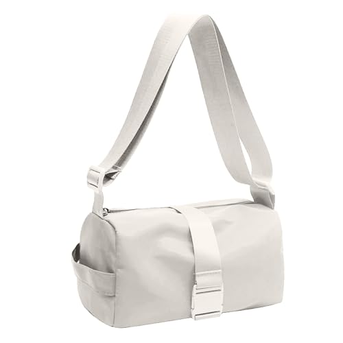 Fabric Crossbody Bag Fashion High Sense Fitness Bag Women's Small Horizontal Casual Solid Color Single (White, One Size), White, One Size, Tote Backpacks