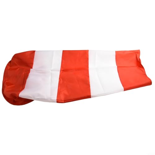 Robusto strumento di misurazione del vento RipStop rosso e bianco manica a vento con caratteristiche riflettenti per attività all'aperto (100 cm)