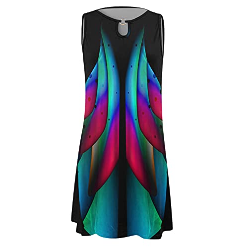 Gufesf Summer Dresses For Women 2023 Casual Loose Floral Print Sleeveless Crew Neck Mini Short Dress Cute Mini Dresses #TOP2