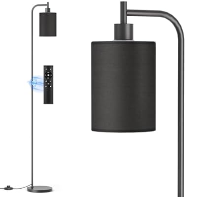 SIBRILLE Floor Lamp with Linen Shade, Dimmable Tall Standing Lamp with Remote Control & 3 Color Temperatures, Modern Floor Lamps for Living Room Bedroom Office Corner, 9W LED Bulb Included