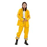 [murfeko] レインウェア 上下セット メンズ レインスーツ 上下 レディース カッパ ゴルフ 雨具 防水 雨合羽 撥水 雨着 視認性 耐久性 大きいサイズ バイク 登山 自転車 釣り 作業用 通勤 通学 梅雨対策 春 夏 秋 冬 G-イエロー(レディース) M