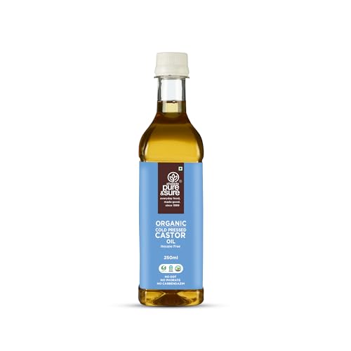 Image of Pure & Sure Organic Cold Pressed Castor Oil 250 Ml | For Hair Growth, Eyelashes, Eyebrows & Skin