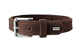 HUNTER ROLLING HILLS Hundehalsband, Leder, Nubukleder, robust, samtartig, 35 (XS-S), dunkelbraun