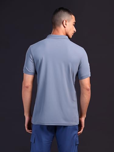 Image of TECHNOSPORT Men's Solid Polo T-Shirt MATPIQ Quick Dry Slim Fit Sports Tee for Gym Casual Smart Wear UPF50+ Anti Odour