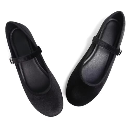 Image of TN TANGNEST Women's Velvet Flats Round Toe Ballet Shoes | Elegant Bowknot Flats Comfortable Casual Slip On Flats for Work