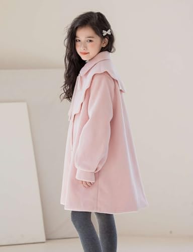 Girls Woolen Coat Single Breasted Trench Coat Kids Princess Winter Warm Overcoat4