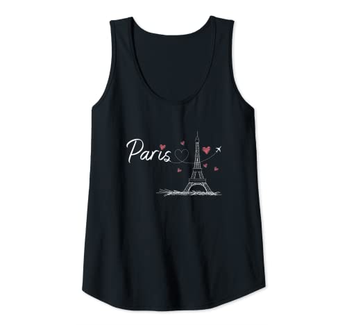 Mujer Paris Francia Travel Souvenir Gift Hombres Mujeres Torre Eiffel Camiseta sin Mangas