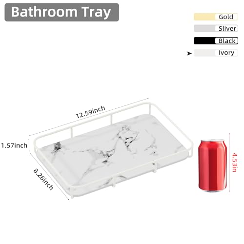 Bathroom Organizer Countertop Perfume Organizer Makeup Organizer Cosmetics Storage Display Rack Vanity Tray Dresser Stainless Steel Gold Shelf White Marble Ceramic Tray