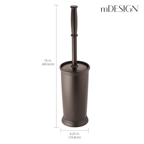 Image of mDesign Metal Freestanding Slim Toilet Bowl Brush and Holder (Pack of 2)