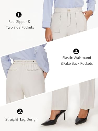 Tapata Women's 28"/30"/32"/34" Straight Linen Dress Pants with Pockets Tall, Petite, Regular for Office Work Business4