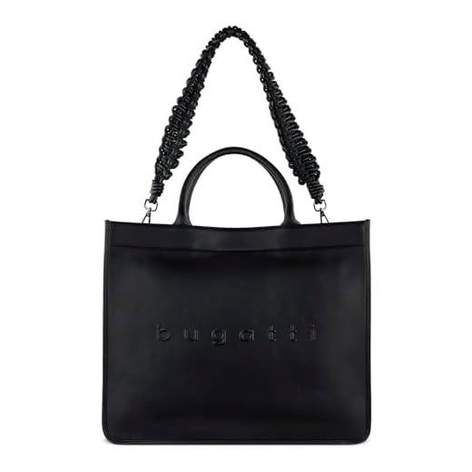 bugatti Daphne Tote Bag Leder, Shopper, 2 abnehmbare Schultergurte, 17" Laptopfach, schwarz