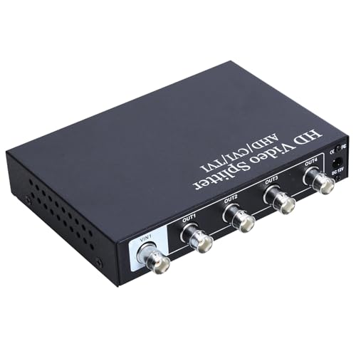 Divisor de video BNC de 4 vías, distribuidor de amplificador de video BNC HD 1 en 4 puertos de salida