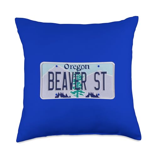 Beaver State Oregon OR Souvenir Neighborhood License Plate Throw Pillow