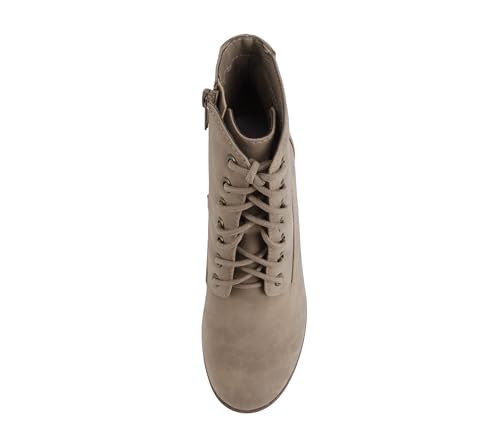 Image of Soda Second Lug Sole Chunky Heel Combat Ankle Bootie Lace up w /Side Zipper | Casual Boots