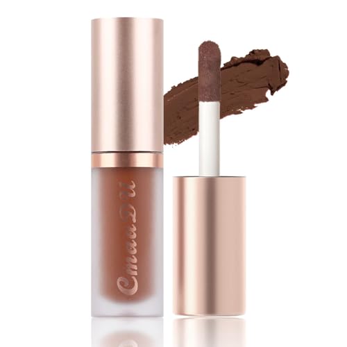 Image of evpct 1Pcs Dark Brown Matte Liquid Lipstick Lip Gloss Glossy Set for Black Women 24 Hour Silky Velvet Lipstick 04#