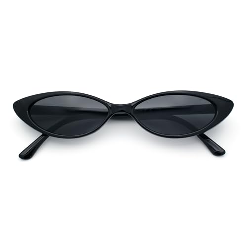 SA106 Womens Narrow Thin Cat Eye Plastic Gothic Retro Sunglasses