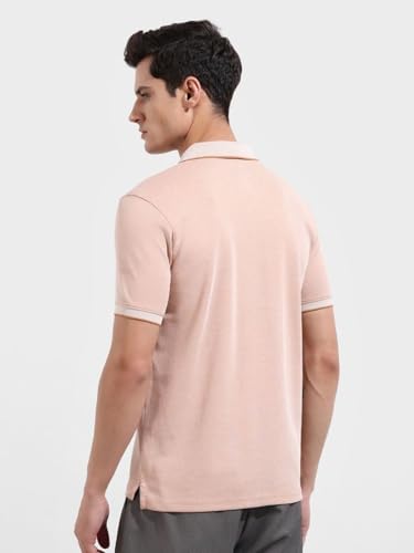 Image of The Indian Garage Co Men Regular Fit Textured Polo Neck Half Sleeves Tshirt