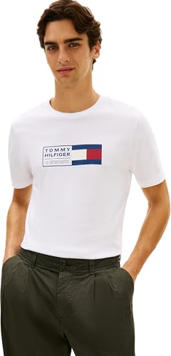 Tommy Hilfiger Herren T-Shirt Kurzarm Brand Love Text Box aus Baumwolle, Weiß (White), XXL – Ansicht 1