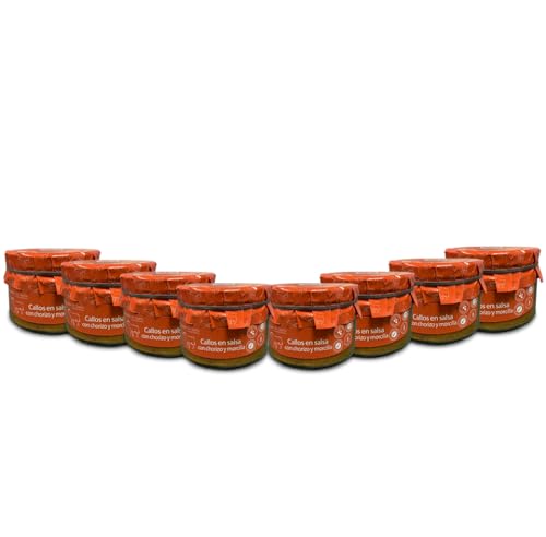 Callos en salsa con chorizo y morcilla 560grs (PACK de 8). Callos a la Madrileña. Receta familiar, casera y artesana. Conservas Gourmet. Regalo original para todos. Producto 100% elaborado en España.