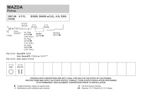 Image of Walker 43183 Exhaust Pipe 2 inch Outlet (OD) for Ford Ranger