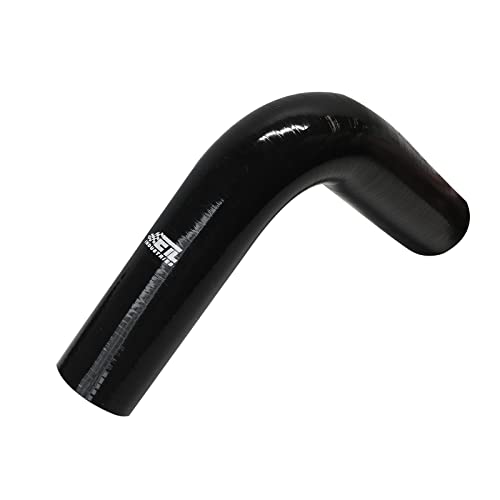 Etl Industries 2.5" Id, 8" Leg Length 90 Degree Elbow Silicone Coupler Hose, 4-Ply Reinforced Universal Silicone Pipe Hose Turbo Intake Tube Intercooler Piping Black #TOP5