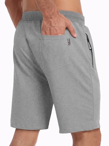 GEEK LIGHTING Mens Shorts Casual Cotton Drawstring Zipper Pockets Elastic Waist Lightweight Summer Athletic Beach Shorts2