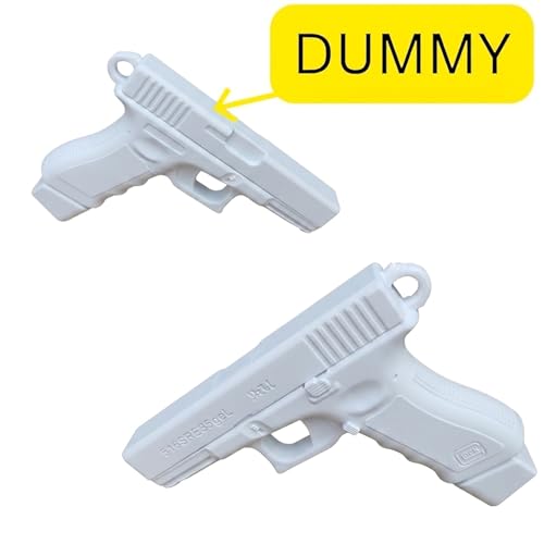 Image of Gun Keychain With Holder For Men, Mini Gun Key chain Pistol Keychain Accessory, Novelty Miniature Keyring For Car, Bike, Backpack Or Bag Charm, White Collectible EDC Gift (White)